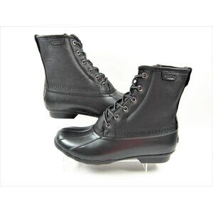 Sperry Saltwater Duck Boots Leather Waterproof Black Men's Size 10 NEW